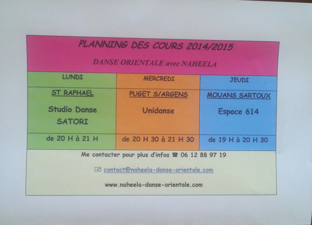 PLANNING DES COURS 2014-2015